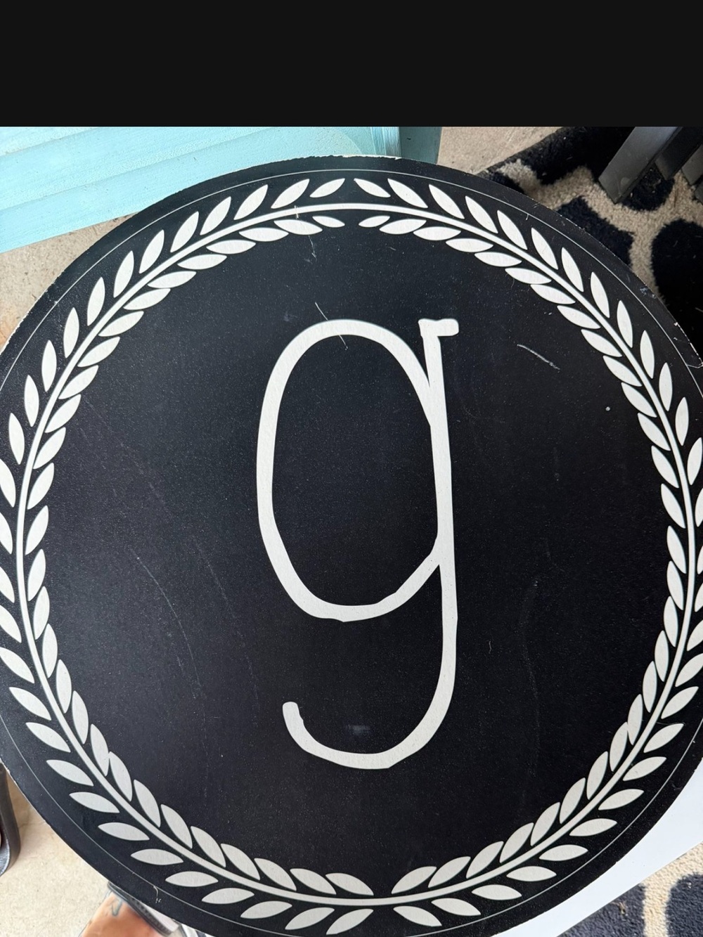 Monogram 'g' Black and White Round Wall Plaque - Unbranded